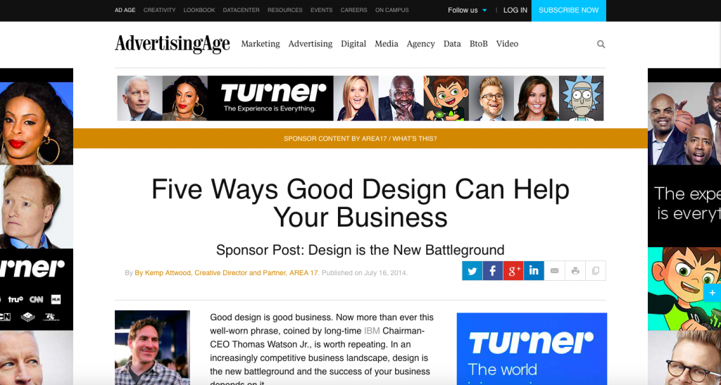 B2B Ads in Native; AREA17: Five Ways Good Design Can Help Your Business