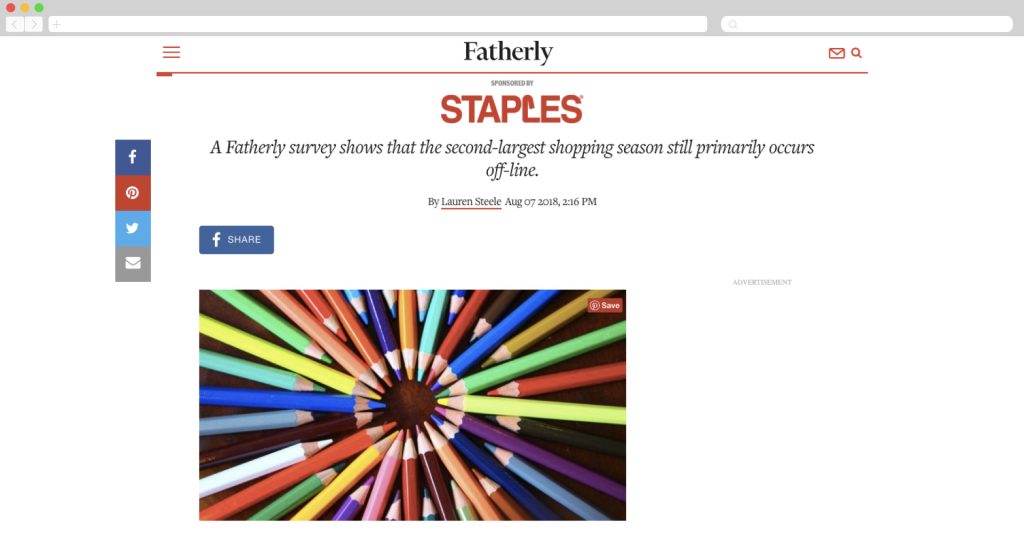 Staples on Fatherly with survey results