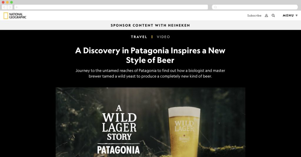 Heineken on National Geographic about the new wild lager