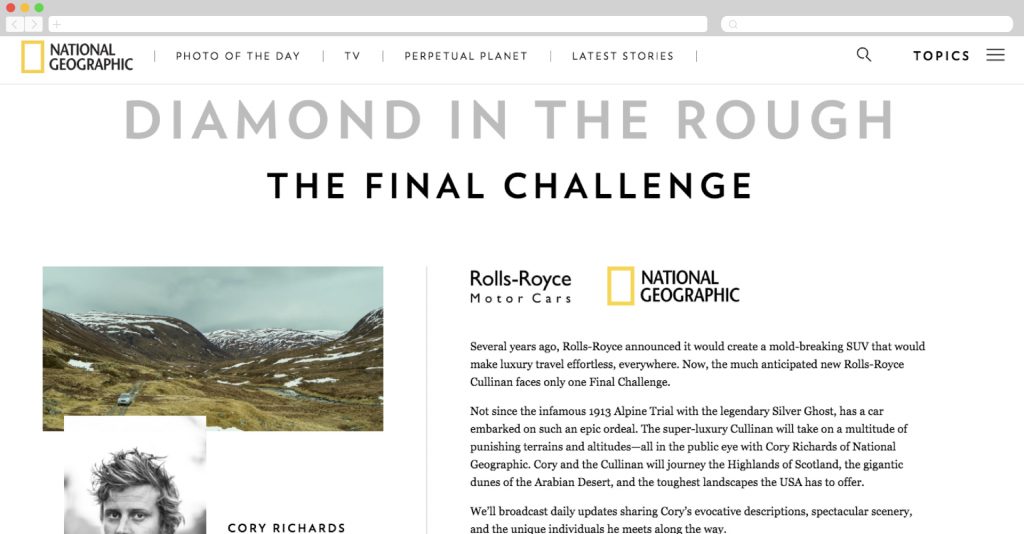 National Geographic + Rolls Royce: Diamond in the Rough
