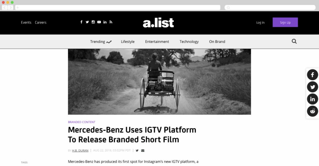 Mercedes-Benz makes a branded short film for IGTV