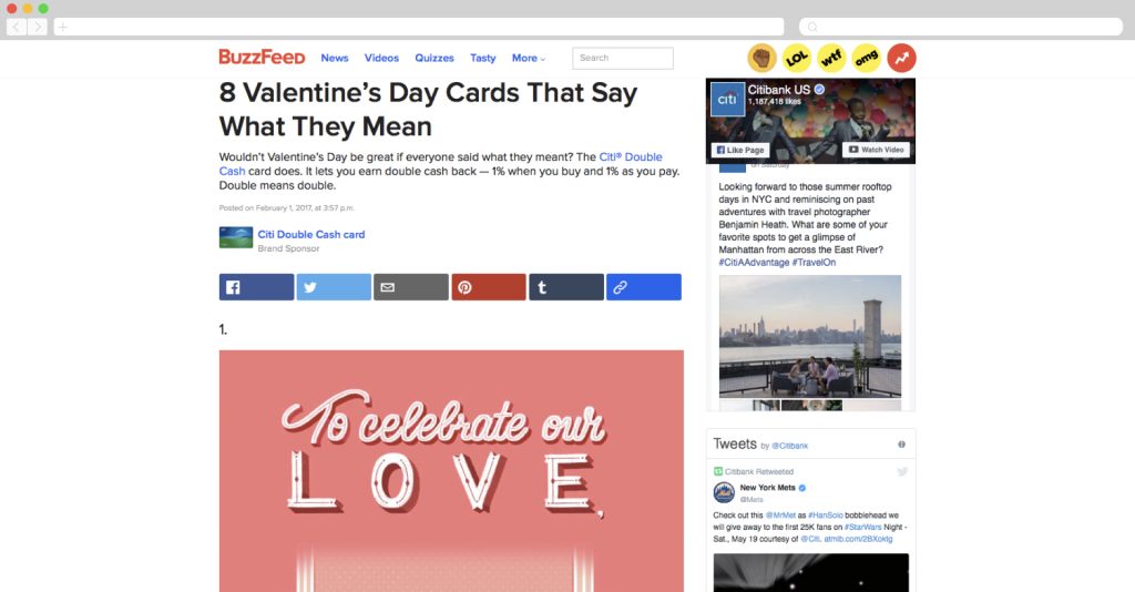 Valentines Day ad by Citibank + Buzzfeed