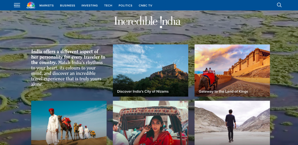 Incredible India advertorial on CNBC