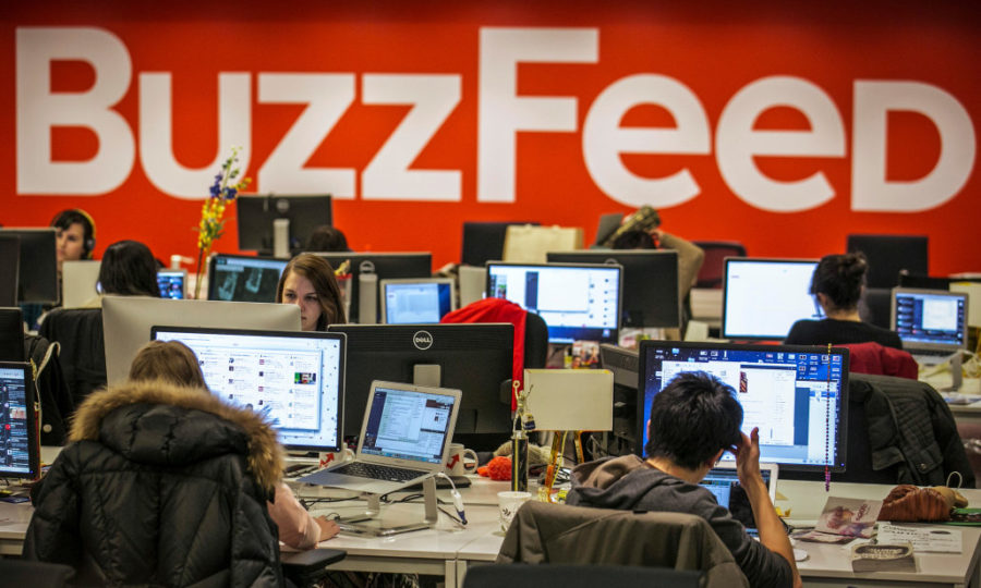 Buzzfeed employees work at the company's headquarters in New York