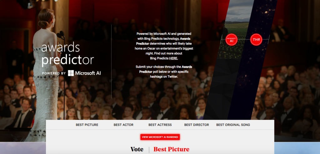 Microsoft on The Hollywood Reporter, The Award Predictor