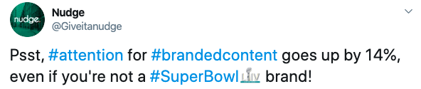 tweet by Nudge, on super bowl data 