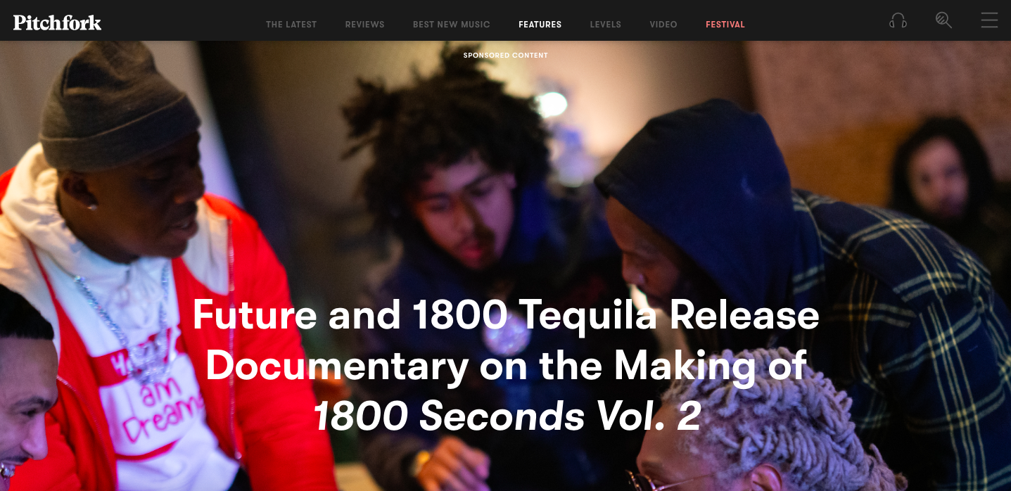 Branded content by Future and 1800 Tequila on Pitchfork