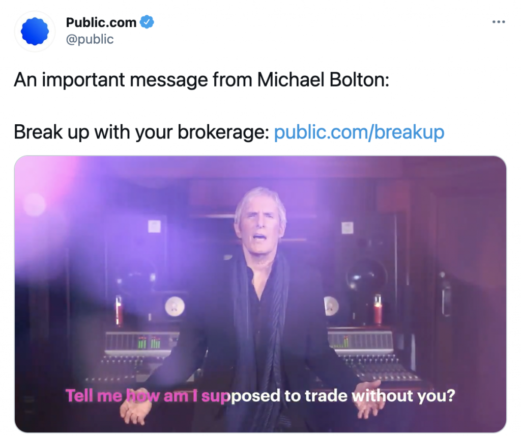 Public.com's content partnership with Michael Bolton